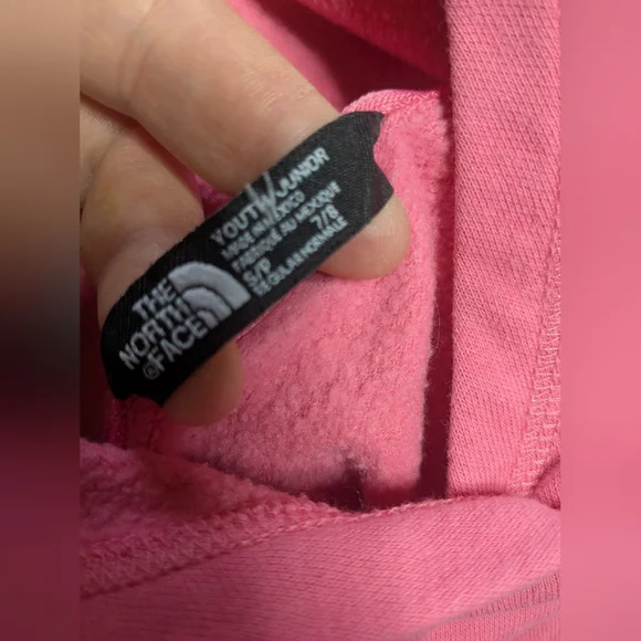 The North Face Youth Junior S/P 7/8 Girls Pink Hooded Sweatshirt Pullover Pocket - Picture 2 of 8